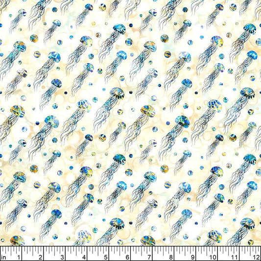 Pacifica Jelly Fish Ecru Cream Dan Morris Quilting Treasures Cotton Fabric