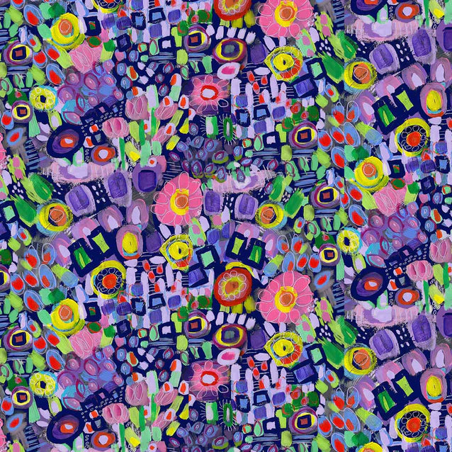 Painted Floral Small Geo Multi Sykel Enterprises Cotton Fabric SYK-10512