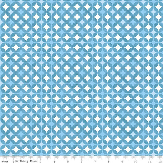 Painted Petals Geo Circles Blue Lila Tueller Riley Blake Designs Cotton Fabric RB-C17593-BLUE