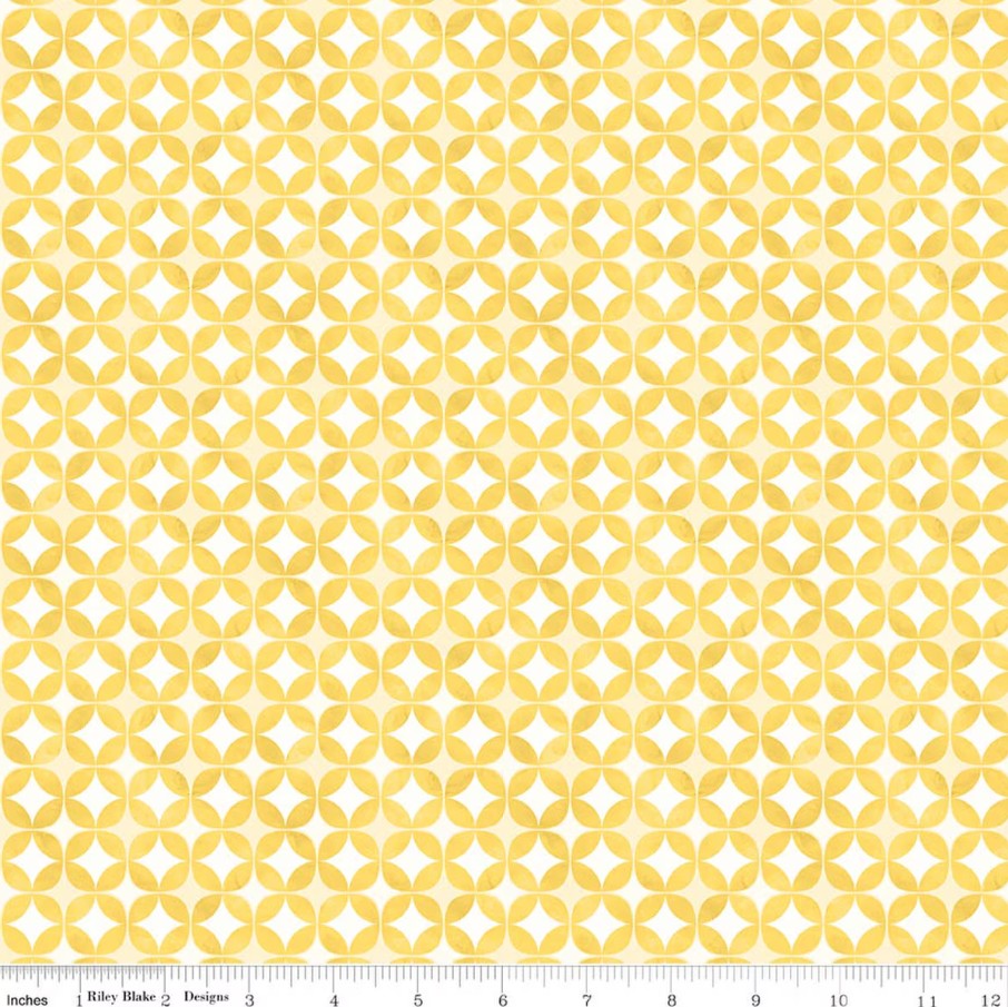 Painted Petals Geo Circles Yellow Lila Tueller Riley Blake Designs Cotton Fabric RB-C17593-YELLOW