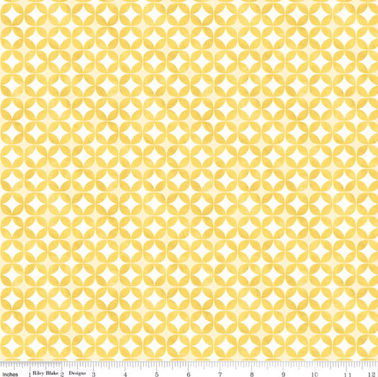 Painted Petals Geo Circles Yellow Lila Tueller Riley Blake Designs Cotton Fabric RB-C17593-YELLOW
