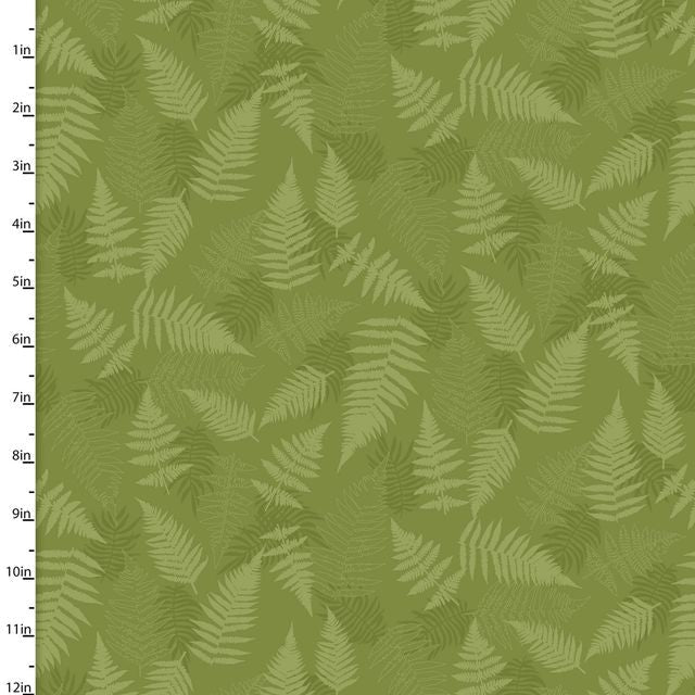 Painted Soul Feather Floral Green 3 Wishes Cotton Fabric