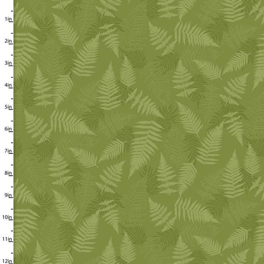 Painted Soul Feather Floral Green 3 Wishes Cotton Fabric