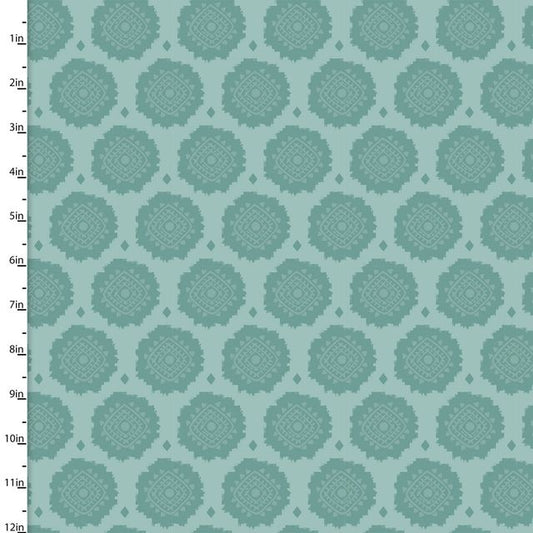 Painted Soul Hexagon Geo Tone on Tone Light Turquoise 3 Wishes Cotton Fabric