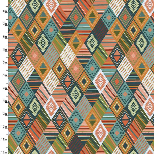 Painted Soul Native American symbols 3 Wishes Cotton Fabric