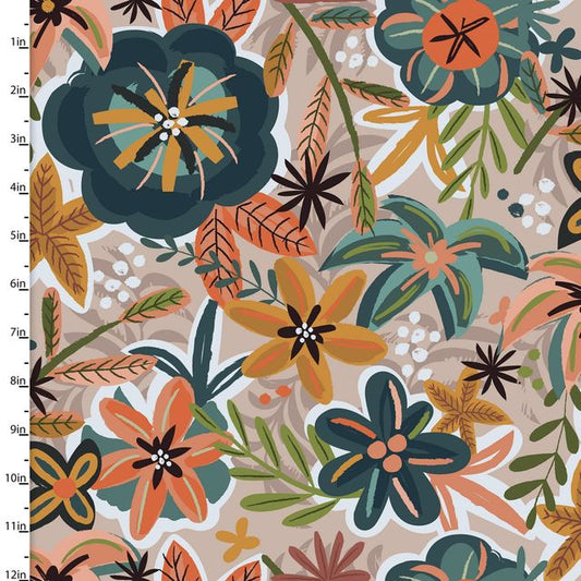 Painted Soul Tropical Flowers 3 Wishes Cotton Fabric