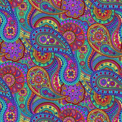 Paisley Paradise 108" Wide Back Large Floral Paisley Multi Henry Glass Cotton Fabric