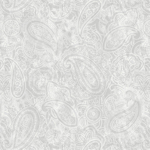 Paisley Jane 108" Wide back Paisley Gray Satin Moon Designs Blank Quilting Cotton Fabric BQ-3849-90