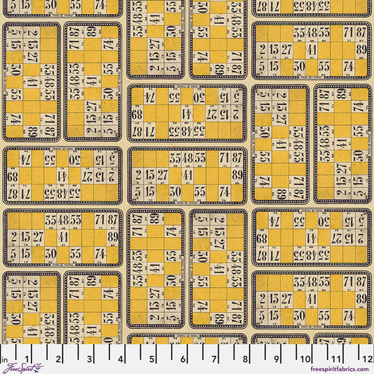 Palette CANVAS Cloth Numbers Yellow Tim Holtz Eclectic Elements Free Spirit Cotton CANVAS Fabric FS-CCTH023.YELLOW