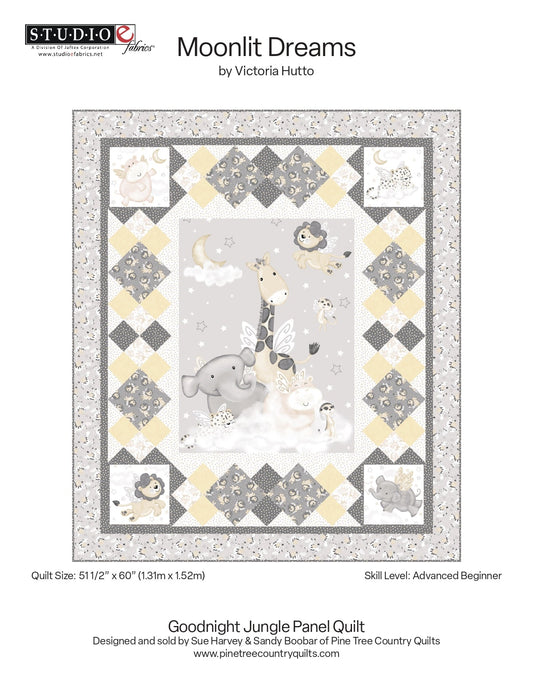 Free Pattern-Moonlit Dreams Goodnight Jungle Quilt Panel