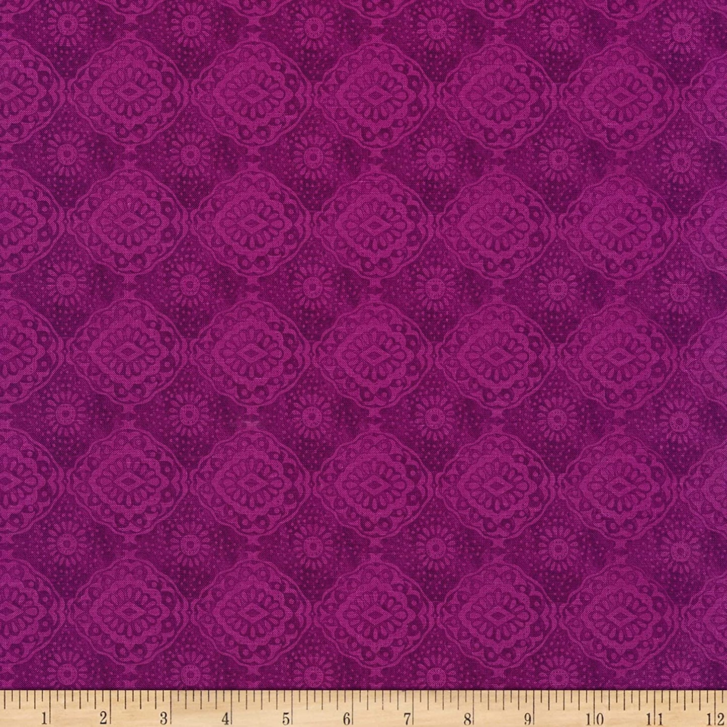 Pansy Prose Tonal Tile Raspberry Blank Cotton Fabric