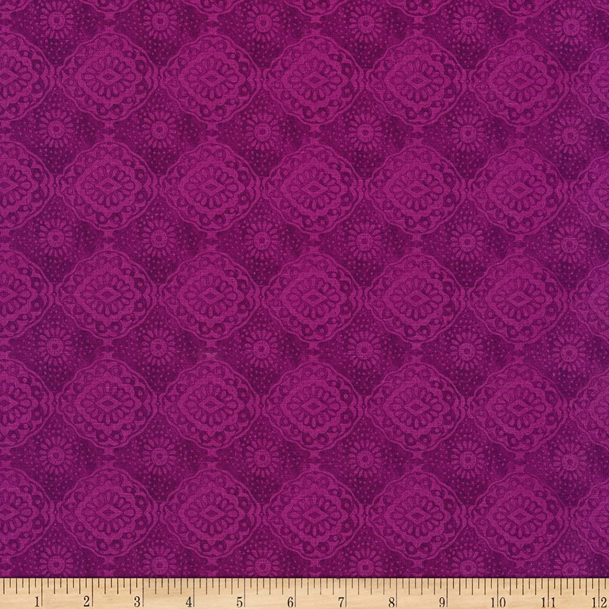 Pansy Prose Tonal Tile Raspberry Blank Cotton Fabric | US Fabric Shop