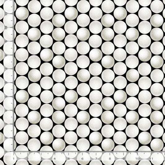 Par for the Course Golf Balls News Gail Cadden Timeless Treasures Cotton Fabric TT-GAIL-CD3855-BLACK