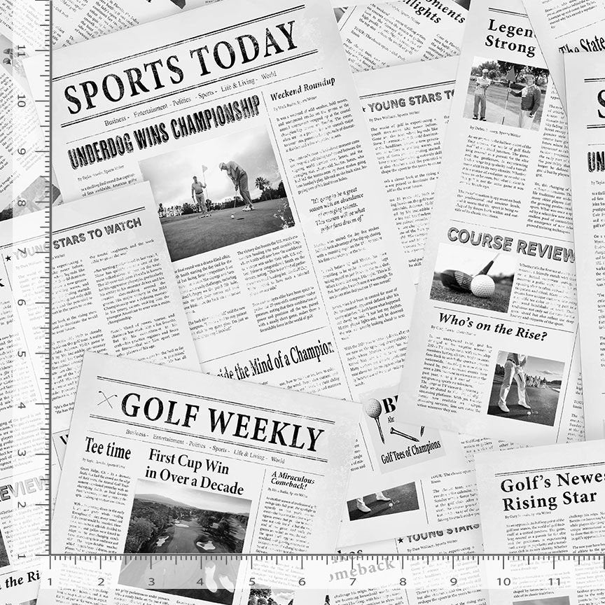 Par for the Course Golf Newspaper News Gail Cadden Timeless Treasures Cotton Fabric TT-SPORT-CD3853-NEWS
