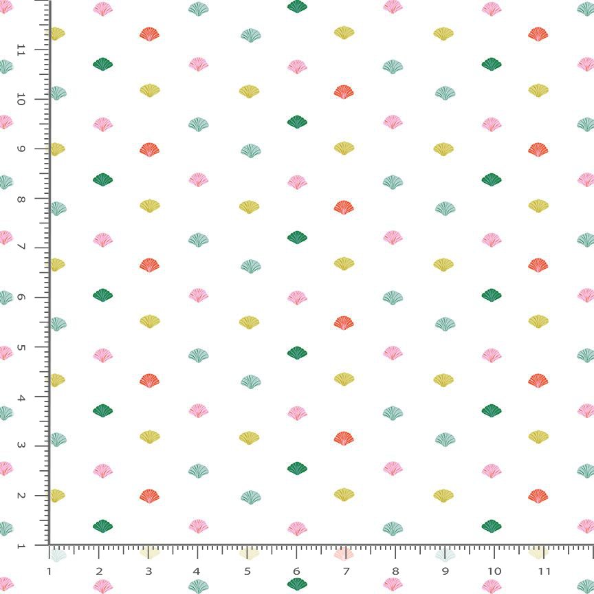 Paradise Royale Sea Shells White Faye Guanipa Dear Stella Cotton Fabric DS-DFG3404-WHITE