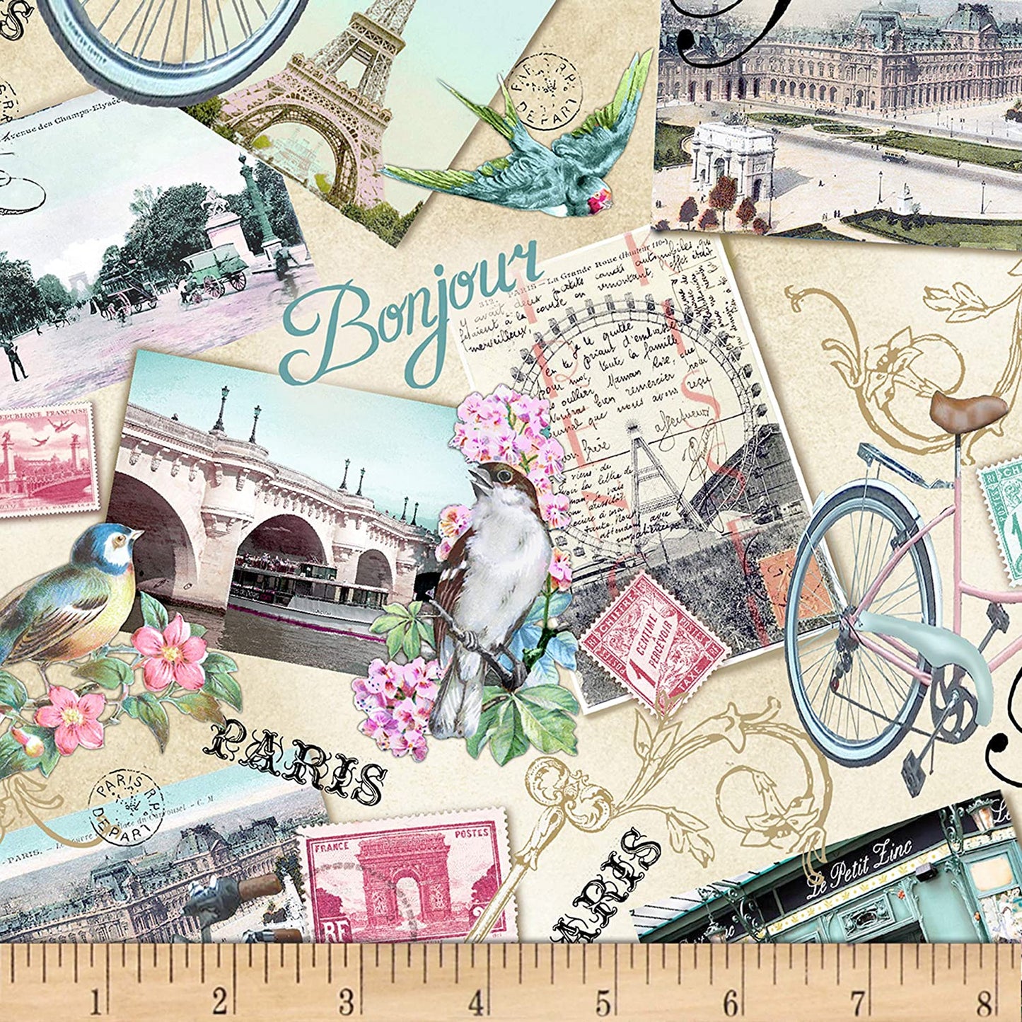 Paris Atelier Collage Parisian Vintage Timeless Treasures Cotton Fabric