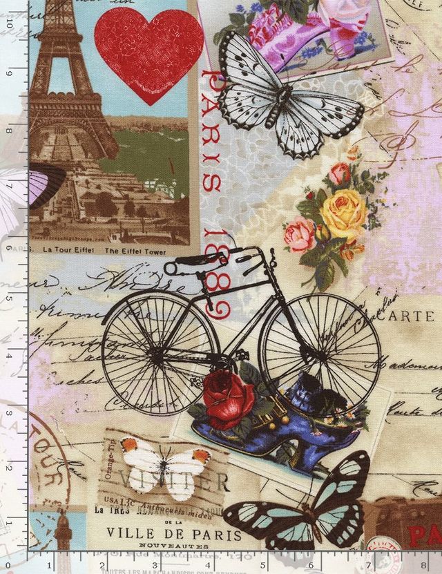 Paris Atelier Paris Collage Vintage Timeless Treasures Cotton Fabric