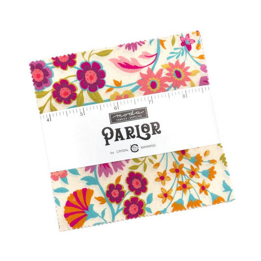 Parlor 5" Squares Charm Pack 42pcs Crystal Manning Moda Cotton Fabric MD-11960PP