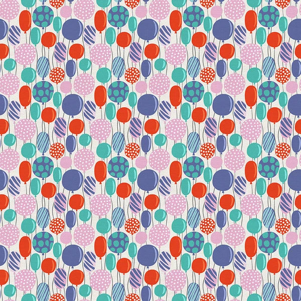Party Animals Balloons White Multi Alice Potter Paintbrush Studio Cotton Fabric PBS-120-24302