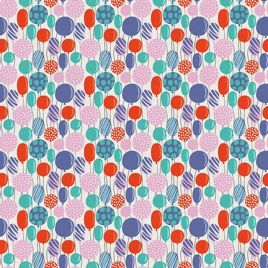 Party Animals Balloons White Multi Alice Potter Paintbrush Studio Cotton Fabric PBS-120-24302