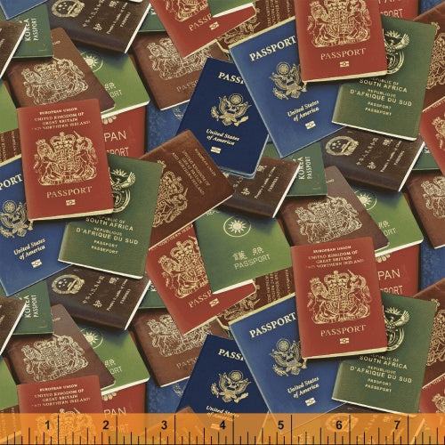 Passport Packed Multi Whistler Studios Windham Fabrics Cotton Fabric