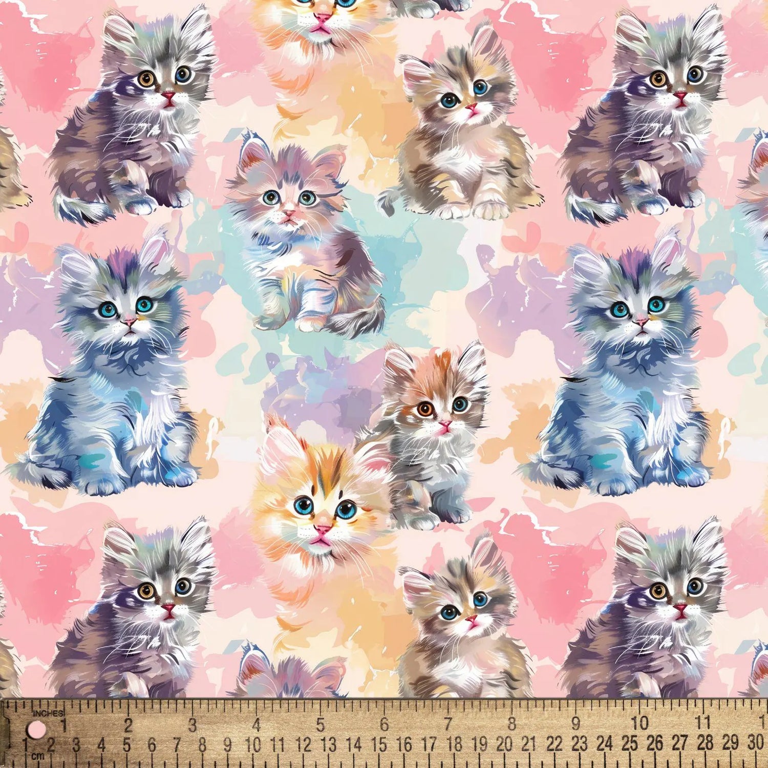 Pastel Cats Kittens Multi David Textiles Cotton Fabric DT-DX-7050-5C-1 | US Fabric Shop
