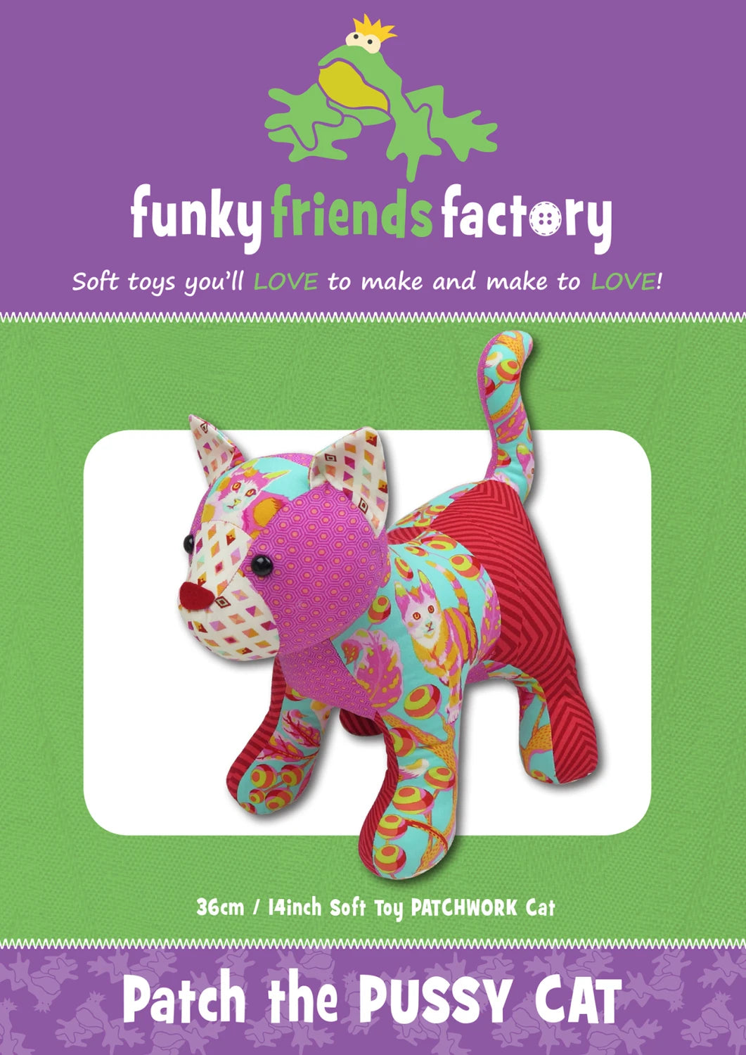 Patch the Pussy Cat Pauline McArthur Funky Friends Factory Pattern FF-4705