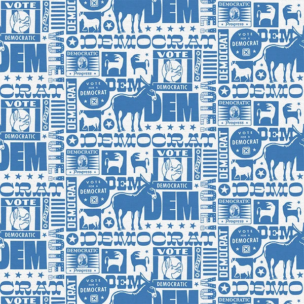 Patchwork Politics Patriotic Democratic Blue Paintbrush Studio Cotton Fabric PBS-120-25124