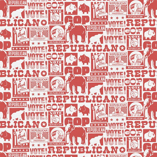 Patchwork Politics Patriotic Republican Red Paintbrush Studio Cotton Fabric PBS-120-25123