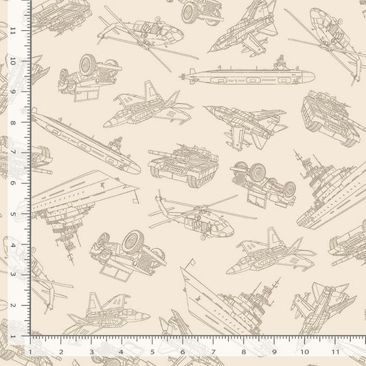Path to Freedom Military Convoy Ecru Combat Quilters Timeless Treasures Cotton Fabric TT-CQ-CD3918-ECRU