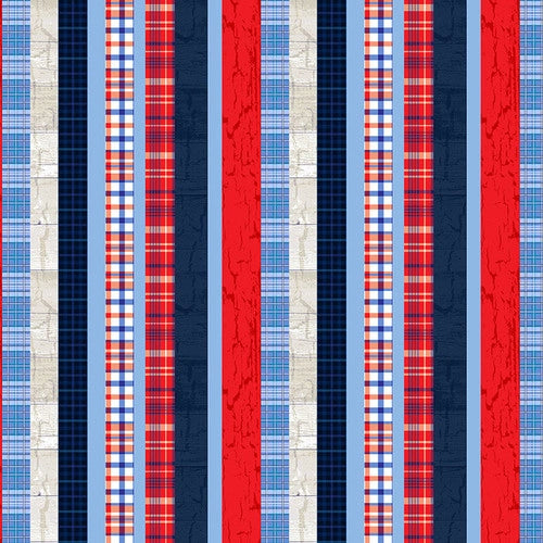 Patriotic Picnic Patterned Stripe Multi Andrea Tachiera Henry Glass Cotton Fabric