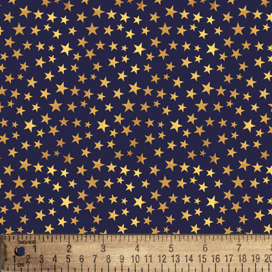 Patriotic Stars Ditsy Gold Stars Navy Blue David Textiles Cotton Fabric DT-DX-9264-6C-6 Blue Gold