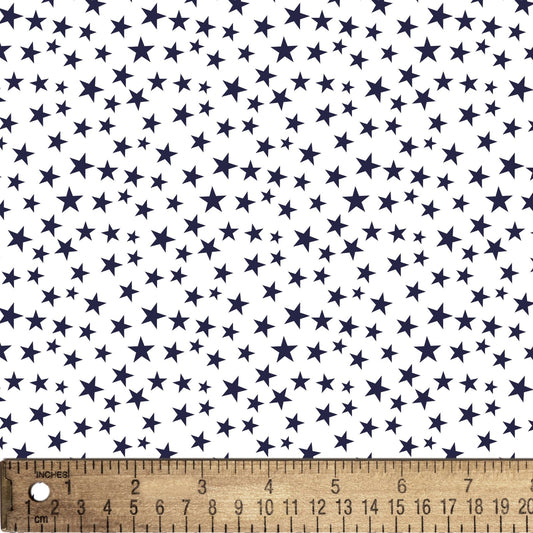 Patriotic Stars Ditsy Navy Blue Stars White David Textiles Cotton Fabric DT-DX-9264-6C-4 White Navy