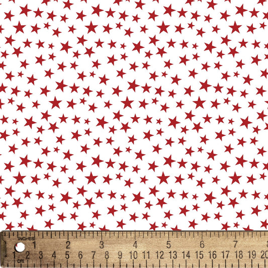 Patriotic Stars Ditsy Red Stars White David Textiles Cotton Fabric DT-DX-9264-6C-2 White Red