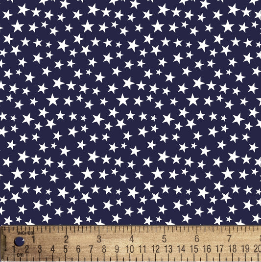 Patriotic Stars Ditsy White Stars Navy David Textiles Cotton Fabric DT-DX-9264-6C-3 Navy White