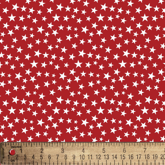 Patriotic Stars Ditsy White Stars Red David Textiles Cotton Fabric DT-DX-9264-6C-1 Red White