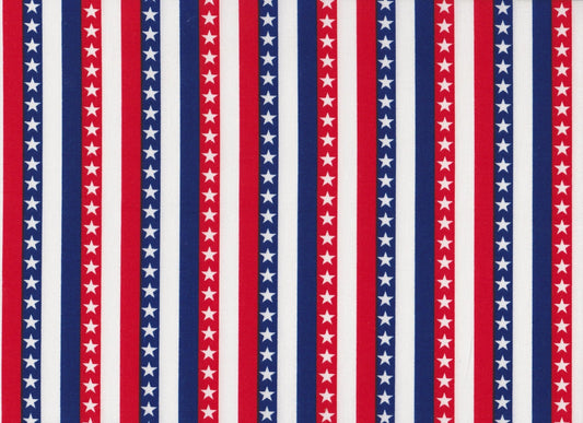 Made the USA Patriotic Stars and Stripes Foust Cotton Fabric
