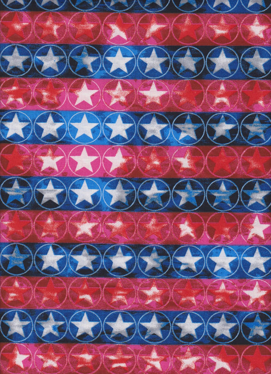 Made the USA Patriotic Stars and Stripes Foust Cotton Fabric