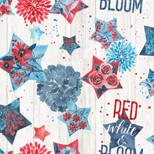 Patriotic Stars wood planks Springs Creative Cotton Fabric