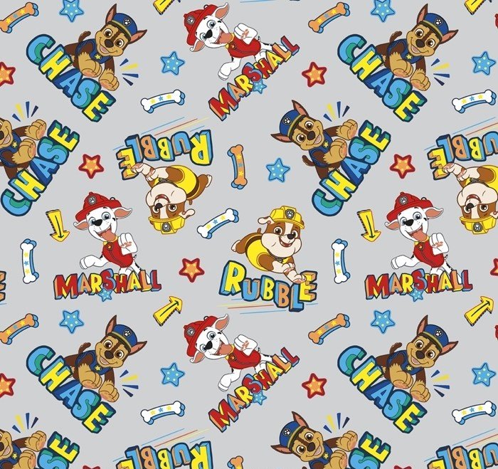 Paw Patrol Chase Marshal Rubble gray David Textiles Cotton Fabric