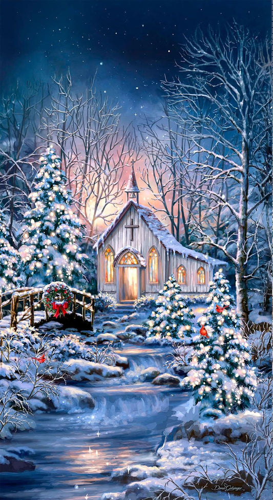 Peace and Harmony Holiday Chapel Panel 24" Multi Dona Gelsinger Timeless Treasures Cotton Fabric TT-PANELDG-CD4184-MULTI