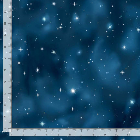 Peace and Harmony Holy Night Sky Night Blue Dona Gelsinger Timeless Treasures Cotton Fabric TT-DONA-CD3899-NIGHT