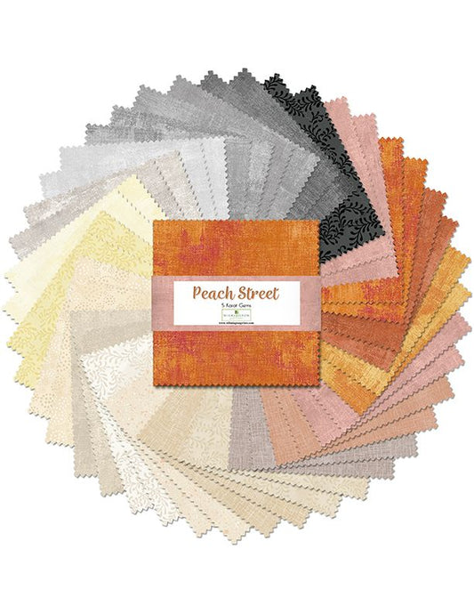 Peach Street Karat Gems 5in Squares Charm Pack by Wilmington Prints 100% Cotton Quilting Fabric WP-507-156-507