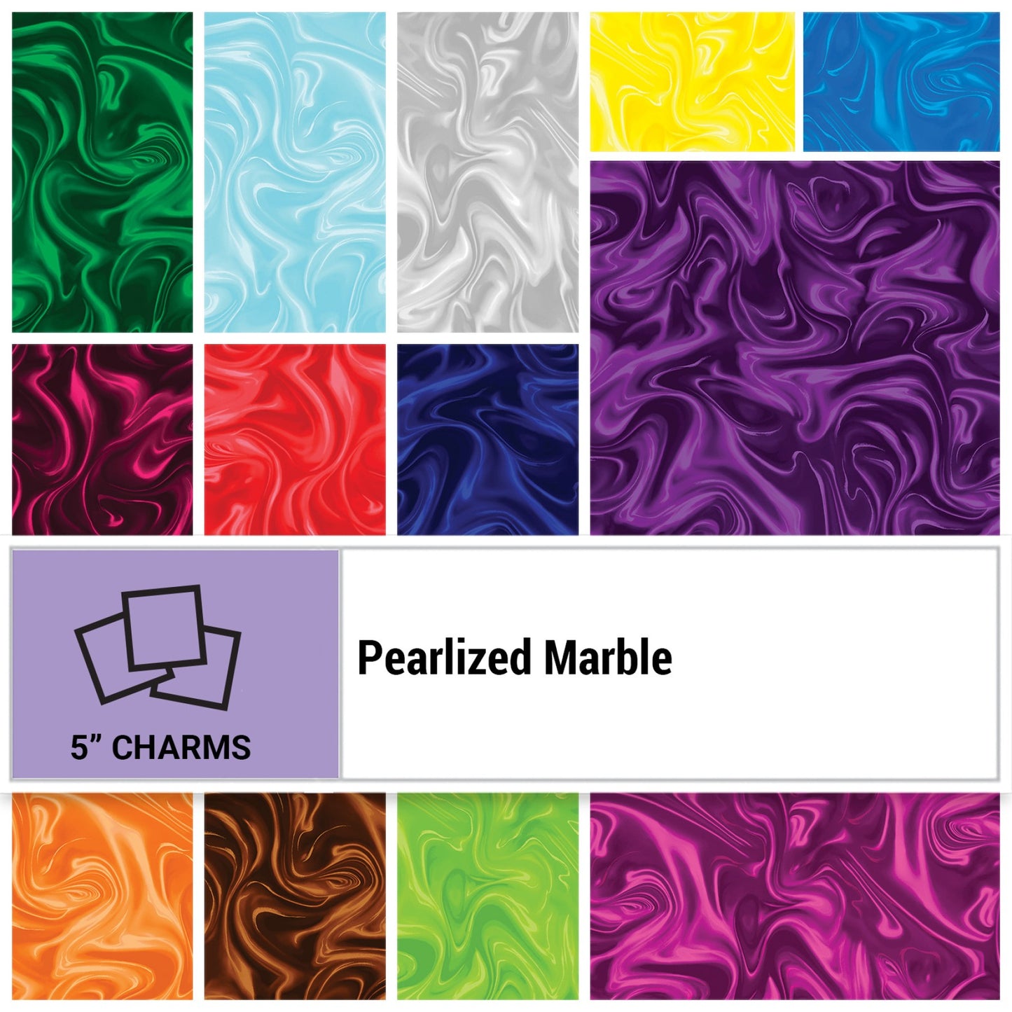 Pearlized Marble Charm Pack 5" Squares 42 pcs Kanvas Studio Benartex Cotton Fabric