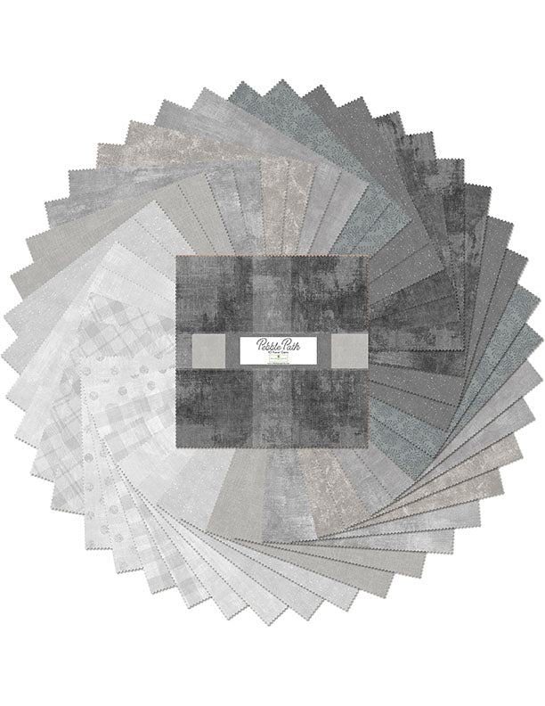 Pebble Path Gray 10" Squares Karat Gems Layer Cake 42pcs Wilmington Prints Cotton Fabric WP-512-179-512