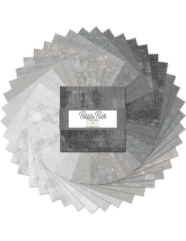 Pebble Path Gray 5" Squares Karat Gems Charm Pack 42pcs Wilmington Prints Cotton Fabric WP-507-179-507 | US Fabric Shop