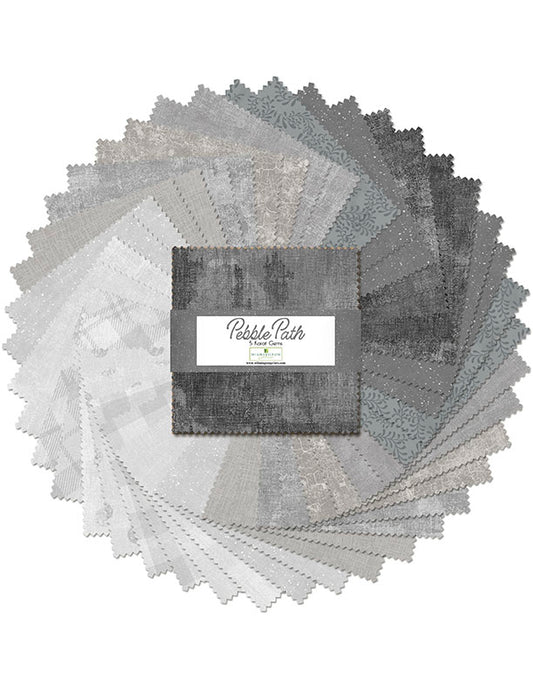 Pebble Path Gray 5" Squares Karat Gems Charm Pack 42pcs Wilmington Prints Cotton Fabric WP-507-179-507