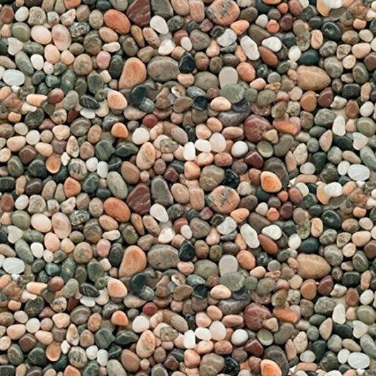 Pebbles Multi-colored River Rocks Landscape Medley Elizabeth's Studio Cotton Fabric