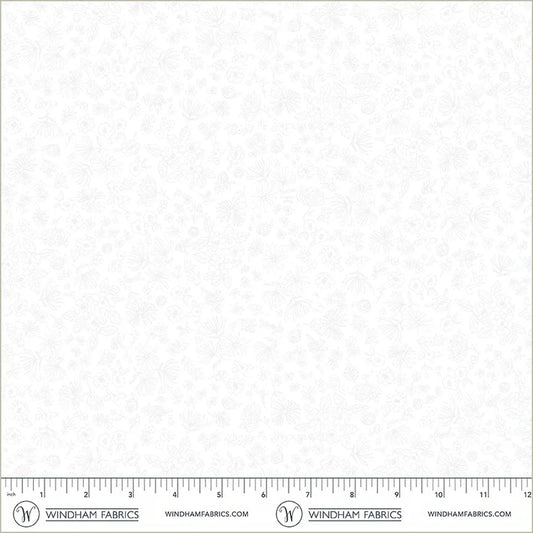 Pen and Petal Ditsy Doodles White on White Whistler Studios Windham Cotton Fabric WF-54970-4