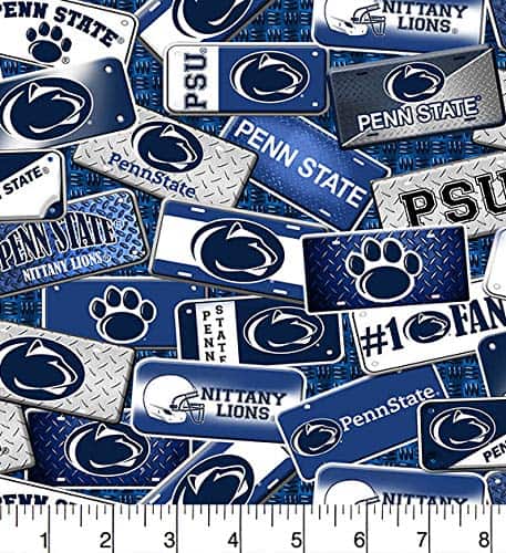 Penn State Nittany Lions NCAA License Plate Cotton Fabric